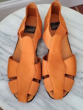 Vintage What's What Orange Suede Fisherman Sandals 8.5
